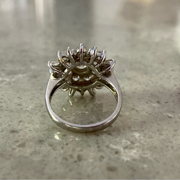 Sterling Silver Diamond cluster engagement ring (lab simulated) - Picture 4 of 8